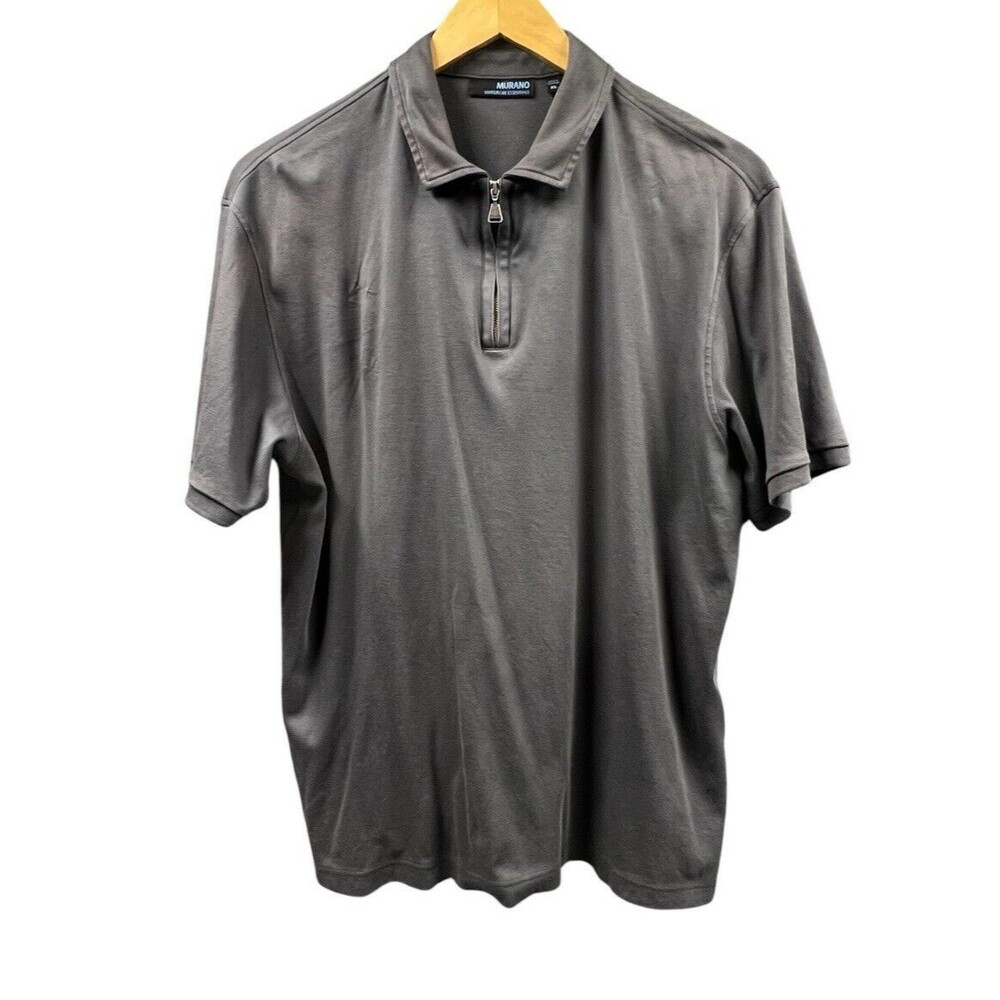 Murano Shirt Mens XL Gray Polo 3/4‎ Zip Stretch Top Preppy Pullover